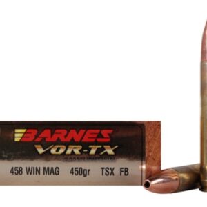 Barnes VOR-TX Ammunition 458 Winchester Magnum 450 Grain TSX Hollow Point Flat Base Lead-Free 100 round