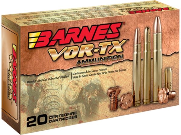 Barnes VOR-TX Safari Ammunition 458 Winchester Magnum 450 Grain Banded Solid Round Nose 100 round
