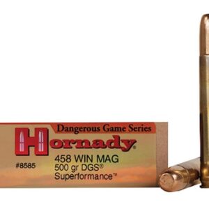 Hornady Dangerous Game Superformance Ammunition 458 Winchester Magnum 500 Grain DGS Solid Round Nose 100 round