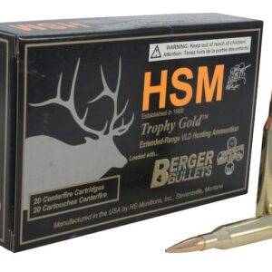 HSM Trophy Gold Ammunition 25-06 Remington 115 Grain Berger Hunting VLD Hollow Point Boat Tail 500 rounds