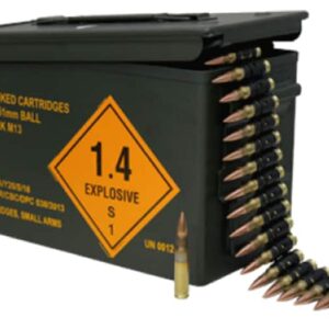Magtech Ammunition 7.62x51mm NATO M80 148 Grain Full Metal Jacket 500 Linked Rounds in Ammo Can 500 rounds