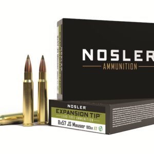 Nosler E-Tip Ammunition 8x57mm JS Mauser (8mm Mauser) 180 Grain E-Tip Lead-Free 300 rounds