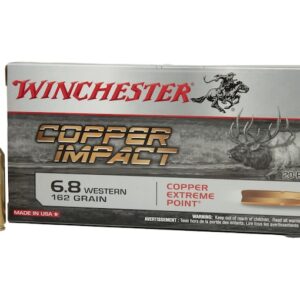 Winchester Copper Impact Ammunition 6.8 Western 162 Grain Solid Copper Extreme Point Polymer Tip Boat Tail 500 rounds