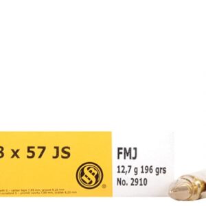 Sellier & Bellot Ammunition 8x57mm JS Mauser (8mm Mauser) 196 Grain Full Metal Jacket 500 rounds