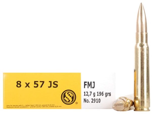 Sellier & Bellot Ammunition 8x57mm JS Mauser (8mm Mauser) 196 Grain Full Metal Jacket 500 rounds