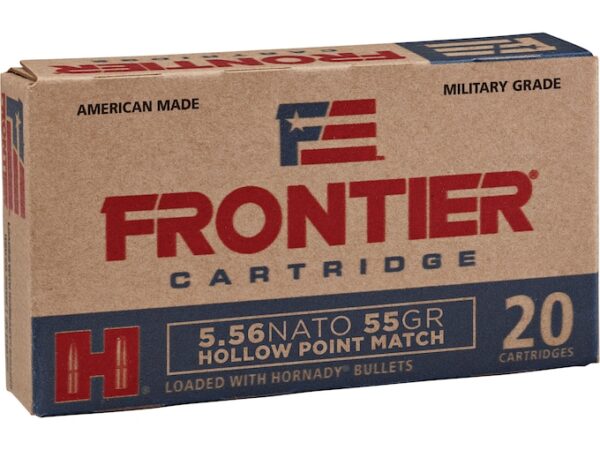 Frontier Cartridge Military Grade Ammunition 5.56x45mm NATO 55 Grain Hornady Hollow Point Match 500 rounds