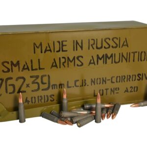 TulAmmo Ammunition 7.62x39mm 122 Grain Full Metal Jacket (Bi-Metal) Steel Case Berdan Primed Military Sealed Tin of 640 (32 Boxes of 20)