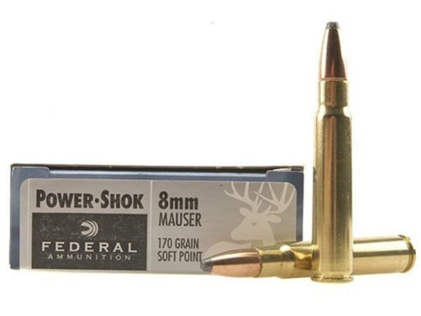 Federal Power-Shok Ammunition 8x57mm JS Mauser (8mm Mauser) 170 Grain Soft Point 200 rounds