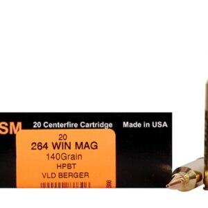 HSM Trophy Gold Ammunition 264 Winchester Magnum 140 Grain Berger Hunting VLD Hollow Point Boat Tail 300 round