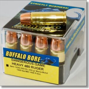 Buffalo Bore Dangerous Game Ammunition 480 Ruger 330 Grain Lehigh Mono-Metal Lead-Free 300 round