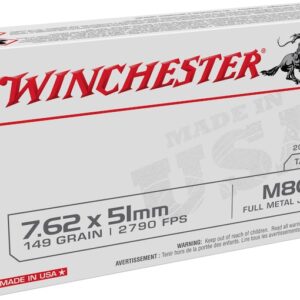 Winchester USA Ammunition 7.62x51mm NATO 149 Grain M80 Full Metal Jacket 500 rounds