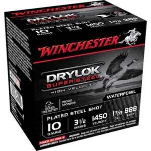 Winchester Drylok High Velocity Plated Ammunition 10 Gauge 3-1/2" 1-3/8 oz Non-Toxic Steel Shot 500 rounds