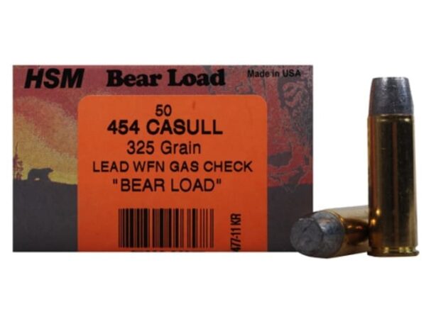 HSM Bear Ammunition 454 Casull 325 Grain Lead Wide Flat Nose Gas Check  500 rounds