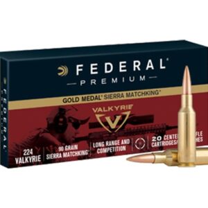 Federal Premium Gold Medal Ammunition 224 Valkyrie 90 Grain Sierra MatchKing Hollow Point Boat Tail 500 rounds