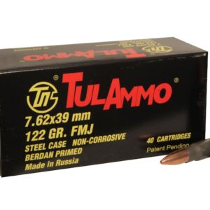 TulAmmo Ammunition 7.62x39mm 122 Grain Full Metal Jacket (Bi-Metal) Steel Case Berdan Primed