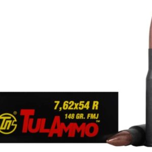 TulAmmo Ammunition 7.62x54mm Rimmed Russian 148 Grain Full Metal Jacket (Bi-Metal) Steel Case Berdan Primed 500 round