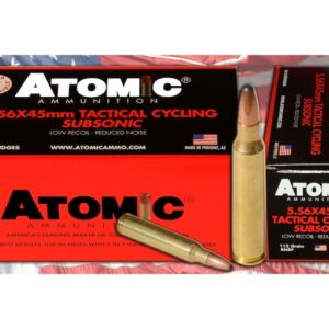 Atomic Tactical Cycling Subsonic Ammunition 5.56x45mm NATO 112 Grain Expanding Round Nose Soft Point 500 round