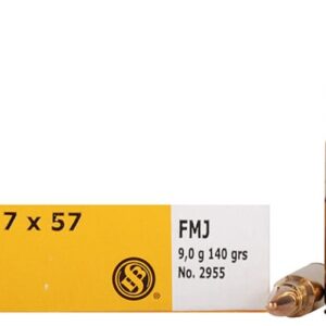 Sellier & Bellot Ammunition 7x57mm Mauser (7mm Mauser) 140 Grain Full Metal Jacket 500 round