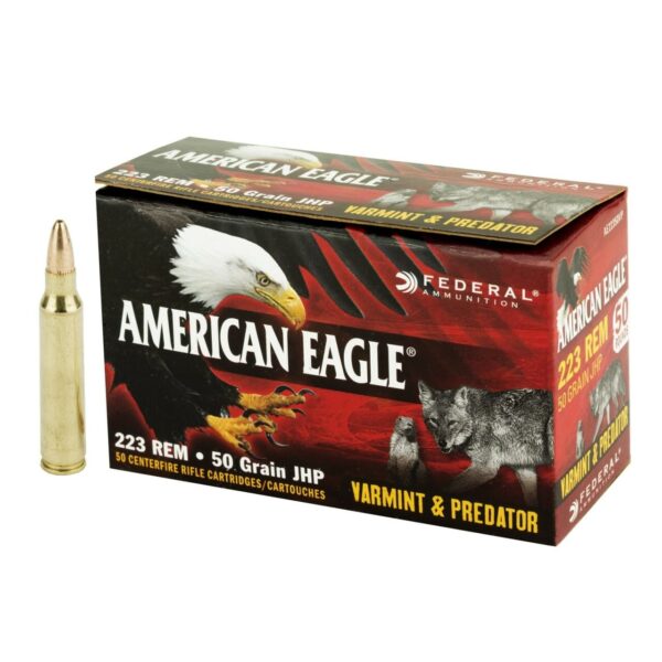 Federal American Eagle Varmint and Predator Ammunition 223 Remington 50 Grain Jacketed Hollow Point 500 rounds