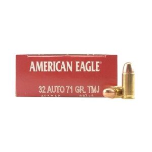 Federal Premium Centerfire Handgun Ammunition .32 ACP 71 grain Full Metal Jacket Brass Cased Centerfire Pistol Ammunition AE32AP Caliber: .32 ACP, Number of Rounds: 500