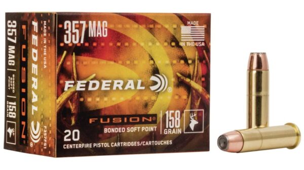 Federal Premium Centerfire Handgun Ammunition .357 Magnum 158 grain Fusion Soft Point Centerfire Pistol Ammunition F357FS1 Caliber: .357 Magnum, Number of Rounds: 500