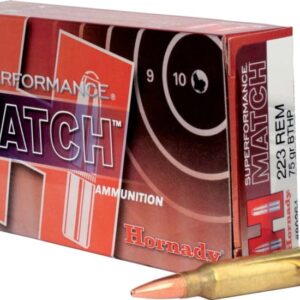 Hornady Superformance Match Ammunition 223 Remington 75 Grain Hollow Point Boat Tail Match 500 rounds