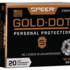Speer Gold Dot .32 ACP 60 grain Gold Dot Hollow Point Centerfire Pistol Ammunition 23604GD Caliber: .32 ACP, Number of Rounds: 20,