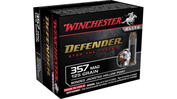 Winchester DEFENDER HANDGUN .357 Magnum 125 grain Bonded Jacketed Hollow Point Brass Cased Centerfire Pistol Ammunition S357MPDB Caliber: .357 Magnum, Number of Rounds: 500