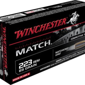 Winchester Competition Match .223 Remington 69 grain Boat Tail Hollow Point (BTHP) Brass 500 rounds