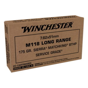 Winchester Service Grade 7.62x51mm NATO 175 grain Long Range (M118LR) Sierra MatchKing Boat Tail Hollow Point (BTHP) Brass 500 rounds
